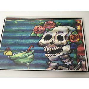 Margarita Drinking Skeleton Art Deco Fun Colorful Boho Paige DeBell Signed 40/10